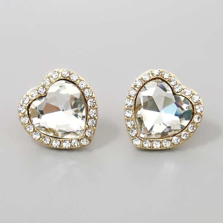 HEART SHAPE STONE STUD EARRINGS