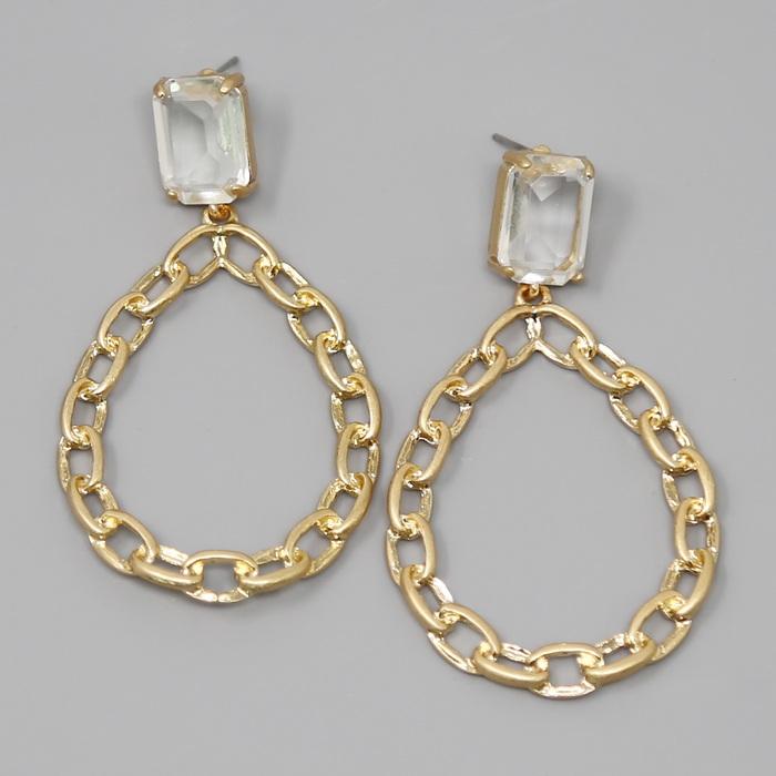 TOP CHAIN TEARDROP EARRINGS