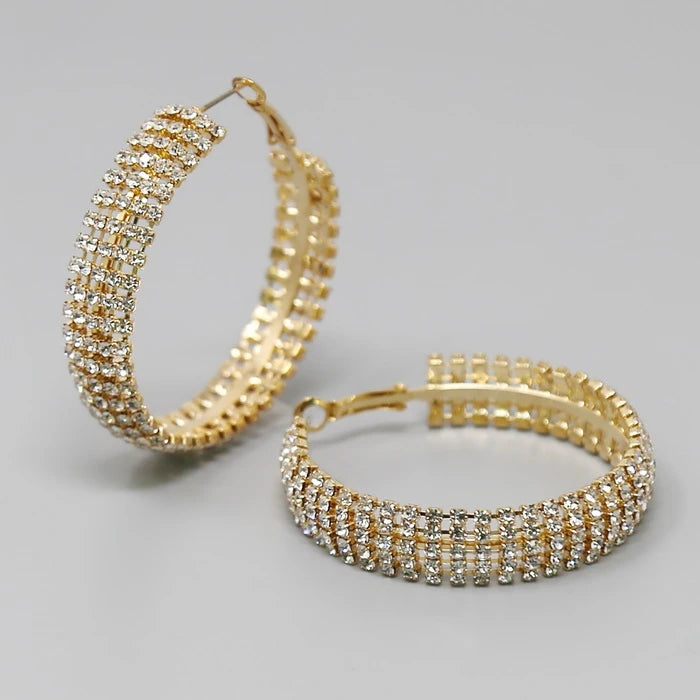 RHINESTONE PAVE HOOP EARRINGS (45 MM)