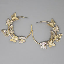 Load image into Gallery viewer, BUTTERFLIES HOOP EARRINGS
