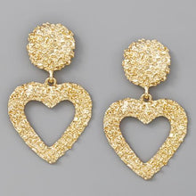 Load image into Gallery viewer, CRUMPLED HEART DROP EARRINGS

