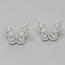 Load image into Gallery viewer, CZ PAVE BUTTERFLY GOLD DIPPED STUD EARRINGS
