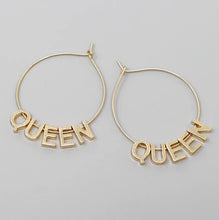 Load image into Gallery viewer, QUEEN LETTER HOOP EARRINGS
