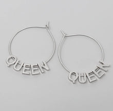 Load image into Gallery viewer, QUEEN LETTER HOOP EARRINGS
