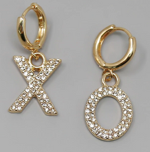 Load image into Gallery viewer, XO RHINESTONE PAVE MINI EARRINGS
