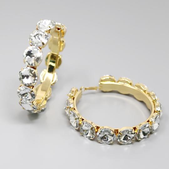 Chunky Diamond Stone Hoop Earrings